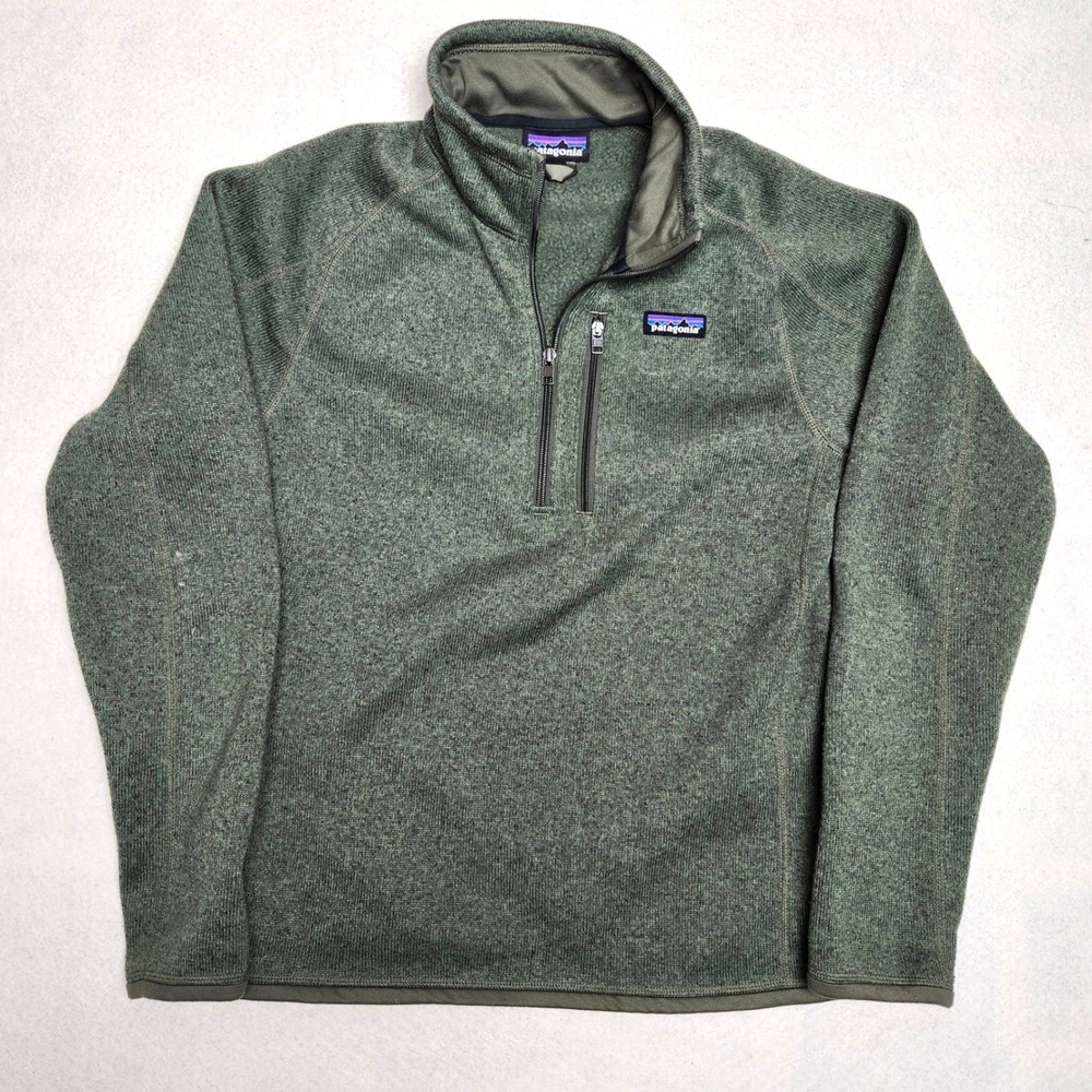 Patagonia Better Sweater Quarter Zip Fleece Pullover Mens Small Green Outdoors